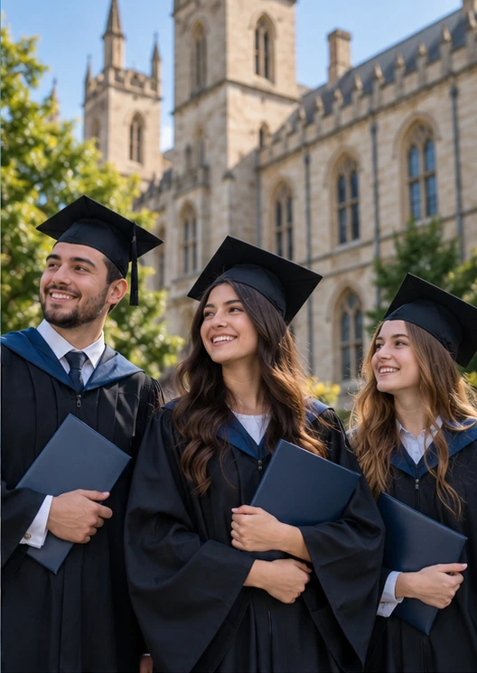 صورة تعبيرية لخريجين أمام مبنى جامعة